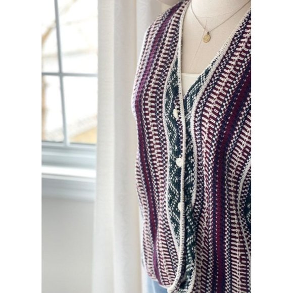 Vintage Northern Reflections Knit Sweater Vest | Bohemian Nordic Peruvian Vest - Picture 1 of 10